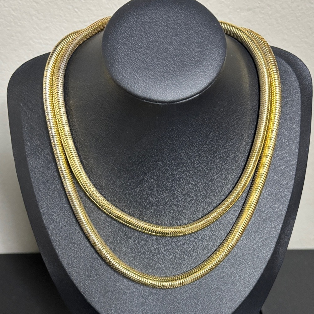 Snake Vertebra Slinky Double Layer Choker Gold Tone Necklace​